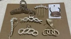 ヘアーアクセサリー 8点まとめ売り　ヘアクリップ　パール