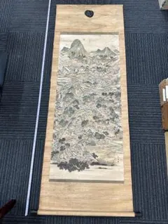真作】日本画 若狭成業(物外) 江山清遠図 絹本 掛軸 山水 南画 MB518