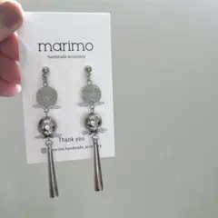 marimo シルバー ラメ クリア ロングピアス/イヤリング シンプル クール