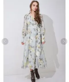 【美品】 MERCURYDUO　ぼかしフラワーレディーカシュクールワンピース