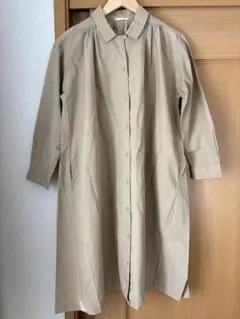studio CLIPベージュ 長袖 シャツワンピース 綿100%