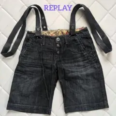 REPLAY デニムハーフパンツ サスペンダー付き Sのサムネイル
