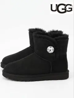 美品★UGG★ミニベイリーボタンブリング ブラック 24cm キラキラボタン