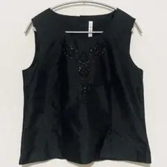 DANA PARIS ベスト ビーズ刺繍 黒 ブラック
