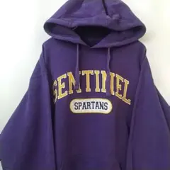 SENTINEL SPARTANS 刺繍 カレッジ パーカー 紫 L位 古着