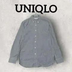 UNIQLO ボタンダウンシャツ 長袖シャツ ギンガムチェック (M) 紺