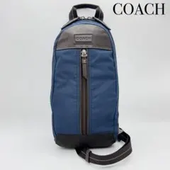 COACHコーチボディバッグC1329ブルー黒レザー メンズ スリングバッグ
