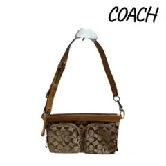 『美品』COACH シグネチャー キャンバス ショルダーバッグ ダブルポケット