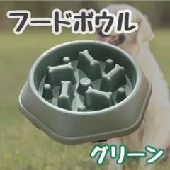 【グリーン】スローフードボウル 早食い防止 犬 猫 餌皿 滑り止め付き ペット用