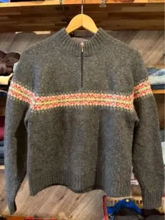 WOOLRICH ハーフジップ ニット セーター グレー　sのサムネイル