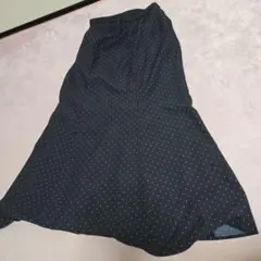 UNIQLO ドット柄 フレアロングスカート ブラック M