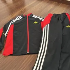 adidas ジャージ フルジップ 黒/赤/白上着140cm 下130cm