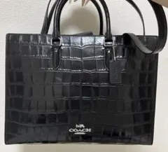 COACH クロコ型押し ターンロック ショルダーバッグ ウィロウ トート 