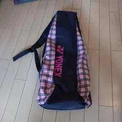 YONEX バドミントンバッグ 大容量 ネイビー ピンク チェック柄