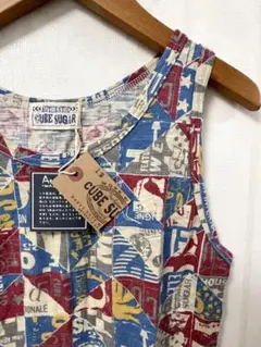 新品 CUBE SUGAR カラフルな総柄 タンクトップ 総柄 Mのサムネイル