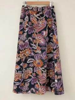 レトロ ボタニカル花柄 ロングスカート 総柄 ヴィンテージ