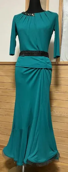 チャコット　社交ダンス　セットアップ ロイヤルダンス　Sサイズ　グリーン