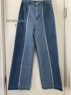 RETRO GIRL 切り替え デニム フリンジのサムネイル