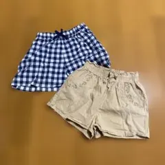 短パン　チェック柄　ブラウン　2枚セット　120