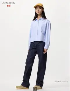 ユニクロJW ANDERSON ダークブルー ストレートデニム 22 丈長め