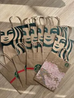 スタバ紙袋10枚 クリスマス、桜