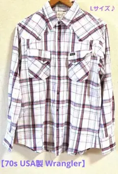 【70s USA製 Wrangler】ウエスタンシャツ チェック ヴィンテージのサムネイル