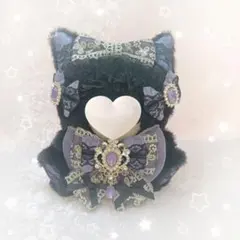 ぬい服　ちびぐるみ　おすわり　くろねこ☆パープル　着ぐるみ　☆フープ付き☆