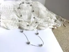 【お値下げ済み】コットンパールの２WAYロングネックレス（グレー）