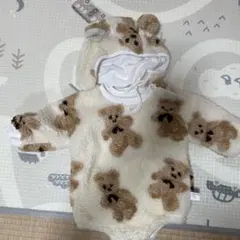 クマ柄フリースロンパース（95cm以下）