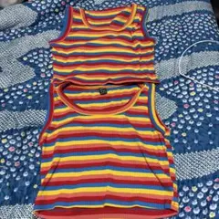 SHEIN レインボーストライプ タンクトップ 2枚セット M