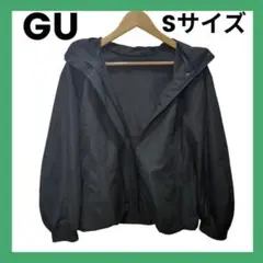 【美品】GU ジャンパー 薄い アウター S 紫外線対策 フード付 ショート丈