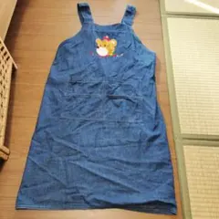 最終値下げ！Miki House デニムエプロン クマ刺繍付き