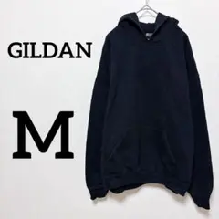 GILDAN 【M】 HEAVY BLEND パーカー ブラック バックプリント