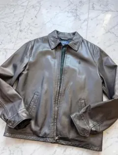 90s ラルフローレン S ブラック スイングトップ 短丈 ムレザー