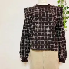 【美品✨公式サイト完売】アビトーキョー チェック柄長袖トップス ブラウンのサムネイル