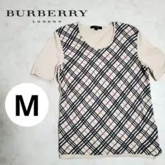 BURBERRY LONDON バーバリー 半袖 綿 ニット ノバチェック M