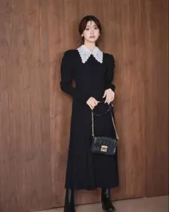 LILLIANCARATリリアンカラット ビジューカラー付ニットワンピース