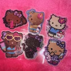 日焼けキティ ギャルキティ ステッカー シール 6枚セット グリッター