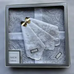 スワトウ SWATOW 刺繍入りホワイトハンカチ 2枚セット