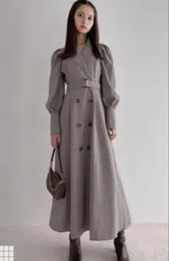 GRL 千鳥格子柄パワショルフレアロングワンピース 齋藤飛鳥