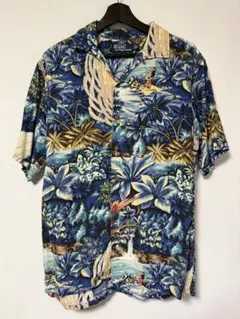 90s ラルフローレン オープンカラー 開襟 半袖 シャツ アロハ柄 ハワイアン
