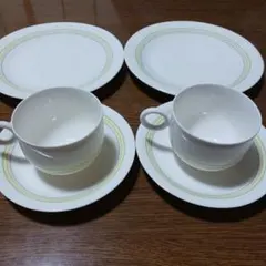 【ペア食器】Adam&Eveコーヒーカップ&ソーサー２客、ケーキ皿２枚セット