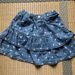 ダブルビー　デニム　スカート　フリル　ミキハウス　星柄　130