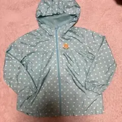 ミキハウスホットビスケッツ水色ドット柄フード付きジャケット 110cm