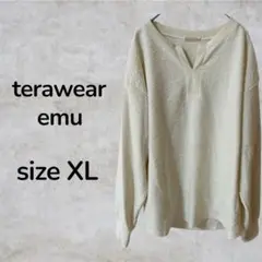 terawear emu 長袖トップス　Vネック　サイズLL ホワイト　古着