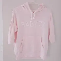 肩開きピンクパーカー〜М