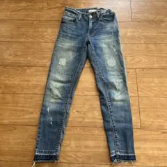 ZARAダメージ加工ダークブルースキニーデニム 152cm