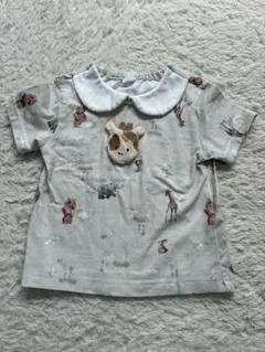 Cottoli きりん柄襟付きTシャツ 80cm
