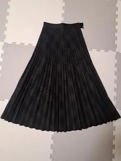 IRWIN 黒 チェック柄 プリーツスカートウエスト58 丈78　S