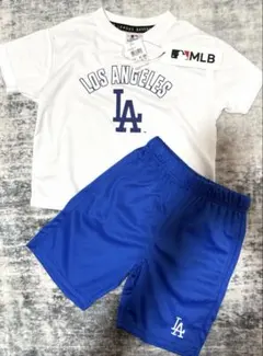 MLB ドジャース セットアップ Tシャツ パンツ 110 LAロゴ　ホワイト